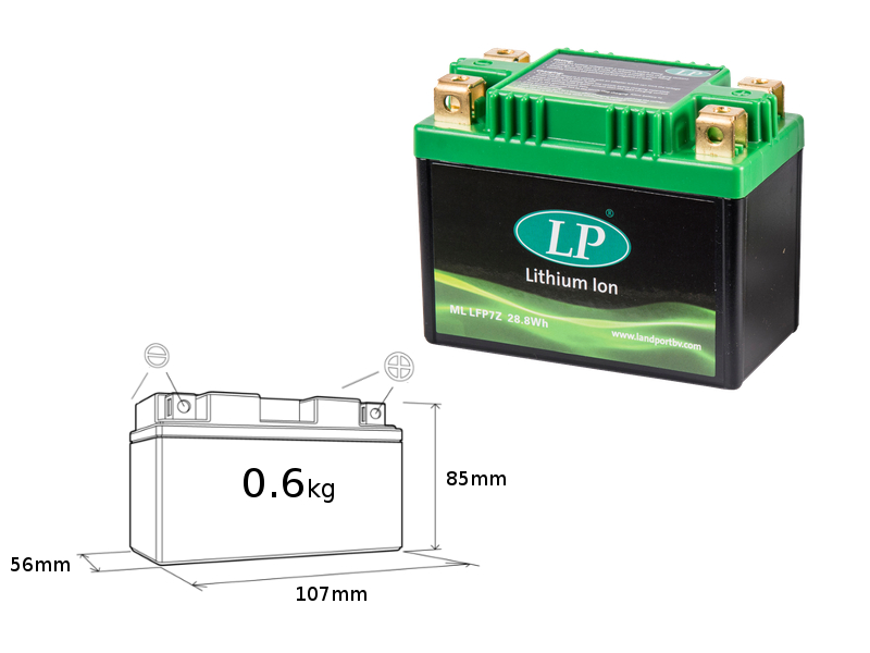 LANDPORT akumulátor lithium-iontový LiFePO4 LFP7Z (ML LFP7Z) (107X56X85) (YTZ7S, YTX7ABS, YB9LB) (28,8 WH) (váha 600g) (8)